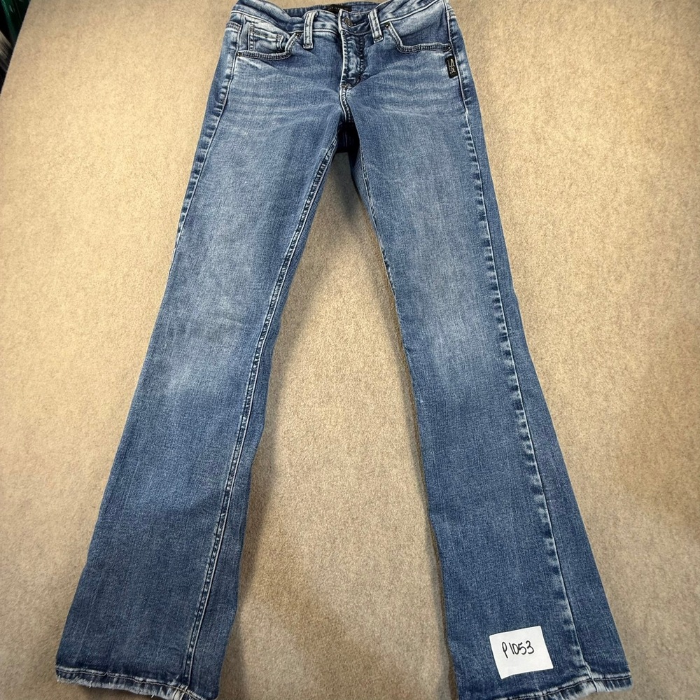 Silver Jeans Co Womens Mid Wash Bootcut Jeans Blue Denim Embroidered Pockets
